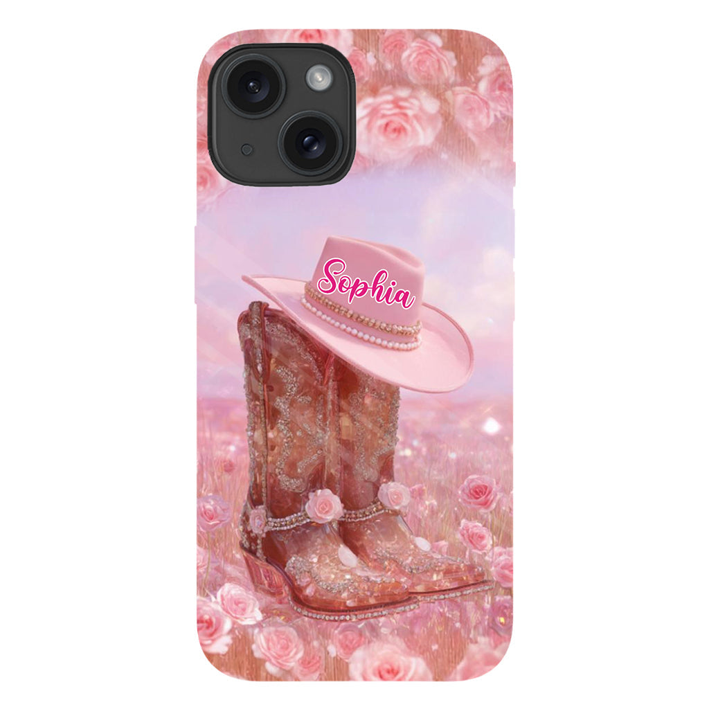 Floral Cowgirl - Personalized Cowgirl Full Print Phone Case & Phone Grip