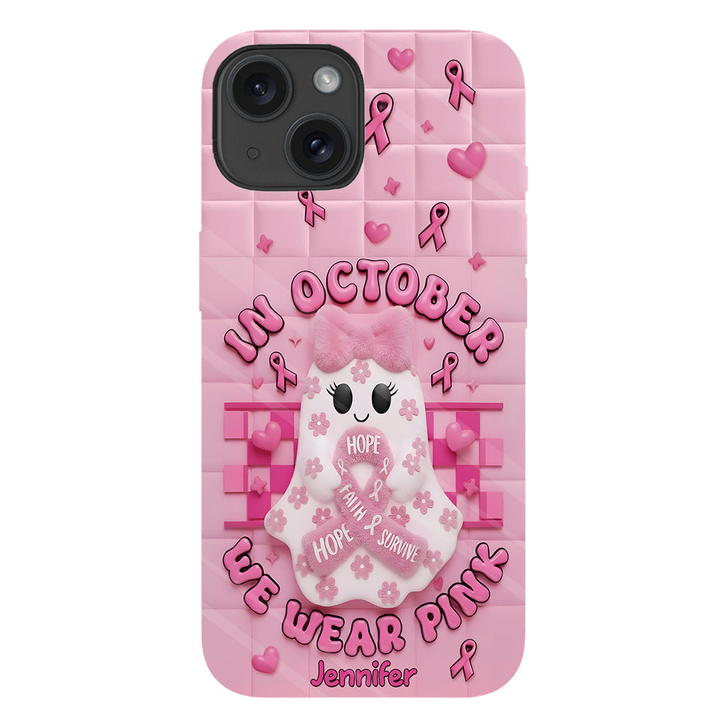 Cute Ghost Breast Cancer - Personalized Breast Cancer Awareness Full Print Phone Case