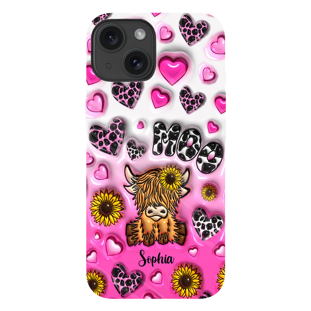 Sunflower Highland Cow - Personalized Full Print Phone Case