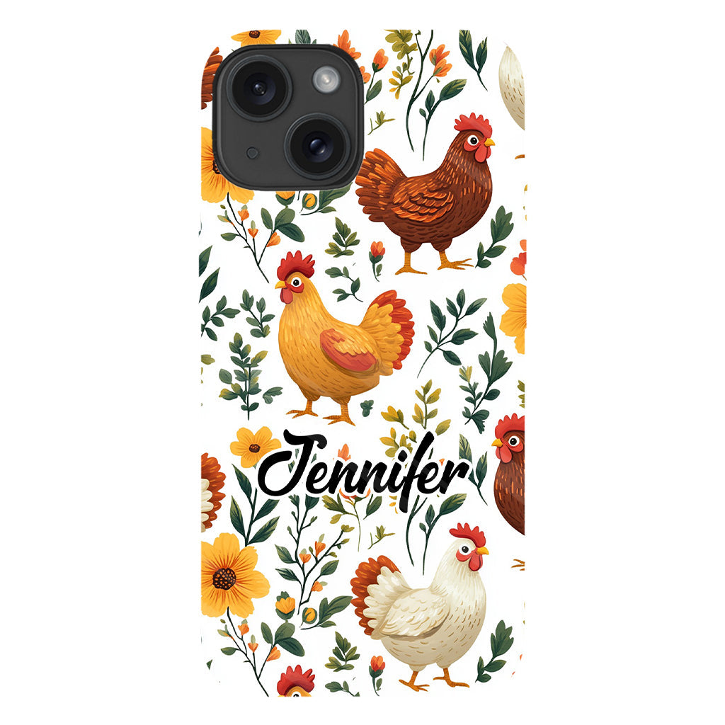Cute Floral Chickens - Personalized Chicken Full Print Phone Case