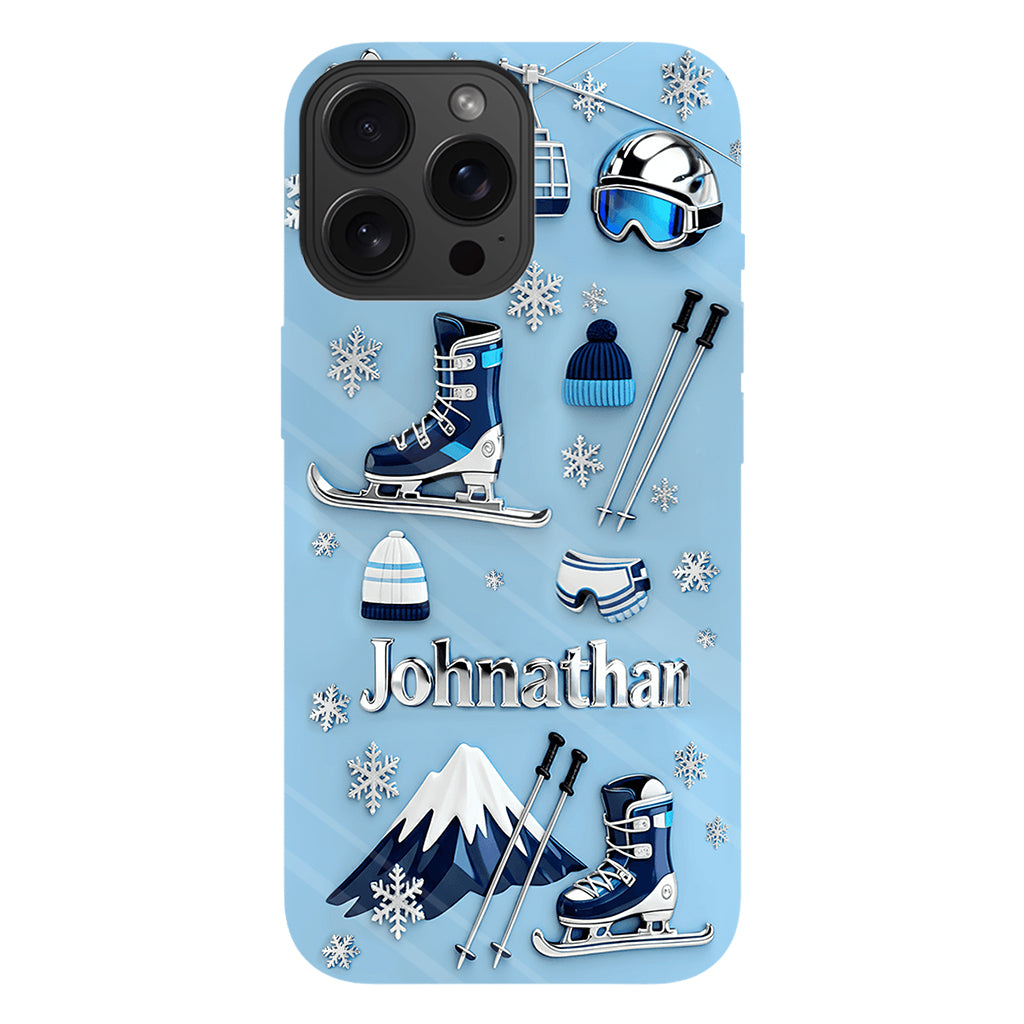 Skiing Makes Me Happy - Personalized Skiing Full Print Phone Case