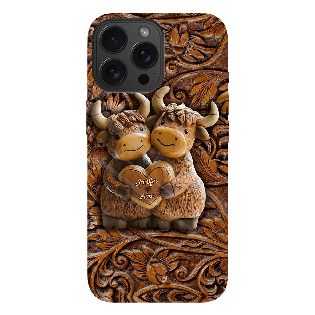 Cute Highland Cow Couple - Personalized Highland Cow Full Print Phone Case