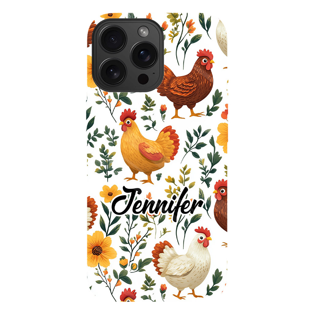 Cute Floral Chickens - Personalized Chicken Full Print Phone Case
