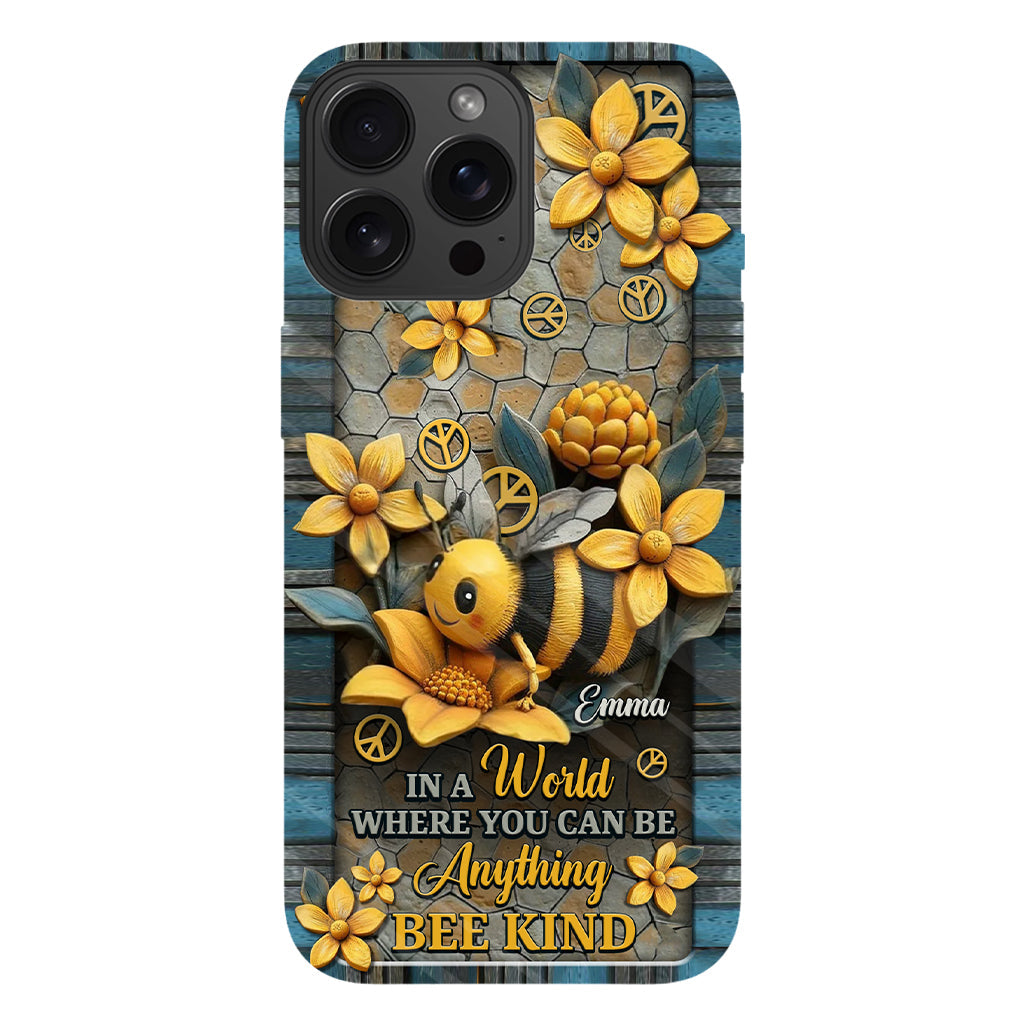 In A World Where You Can Be Anything Be Kind - Personalized Hippie Full Print Phone Case
