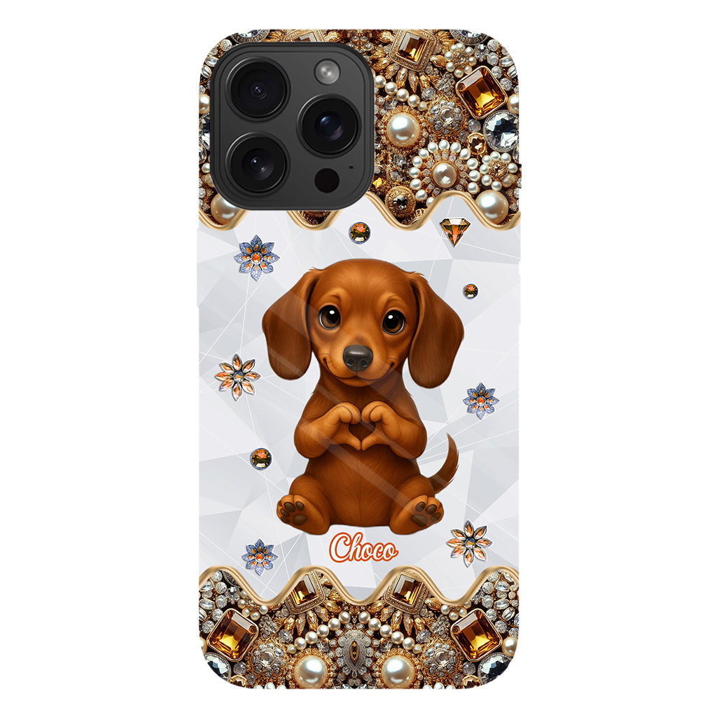 Puppy/ Kitty Makes Heart Hands - Personalized Dog Full Print Phone Case