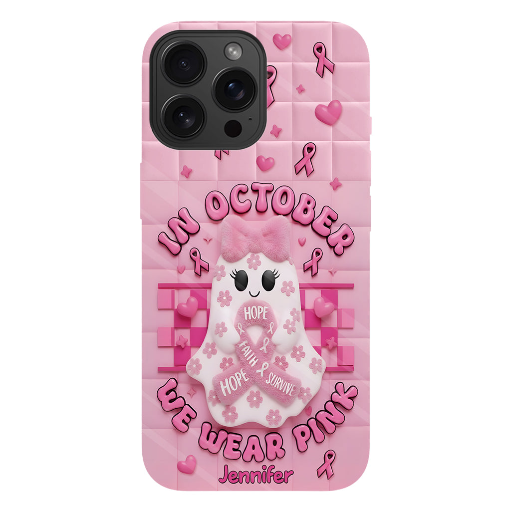 Cute Ghost Breast Cancer - Personalized Breast Cancer Awareness Full Print Phone Case