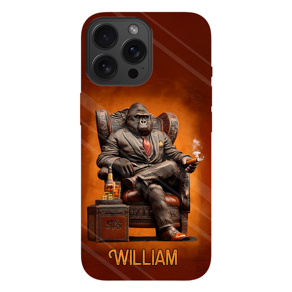 Whiskey & Cigar Gorilla - Personalized Whisky Full Print Phone Case