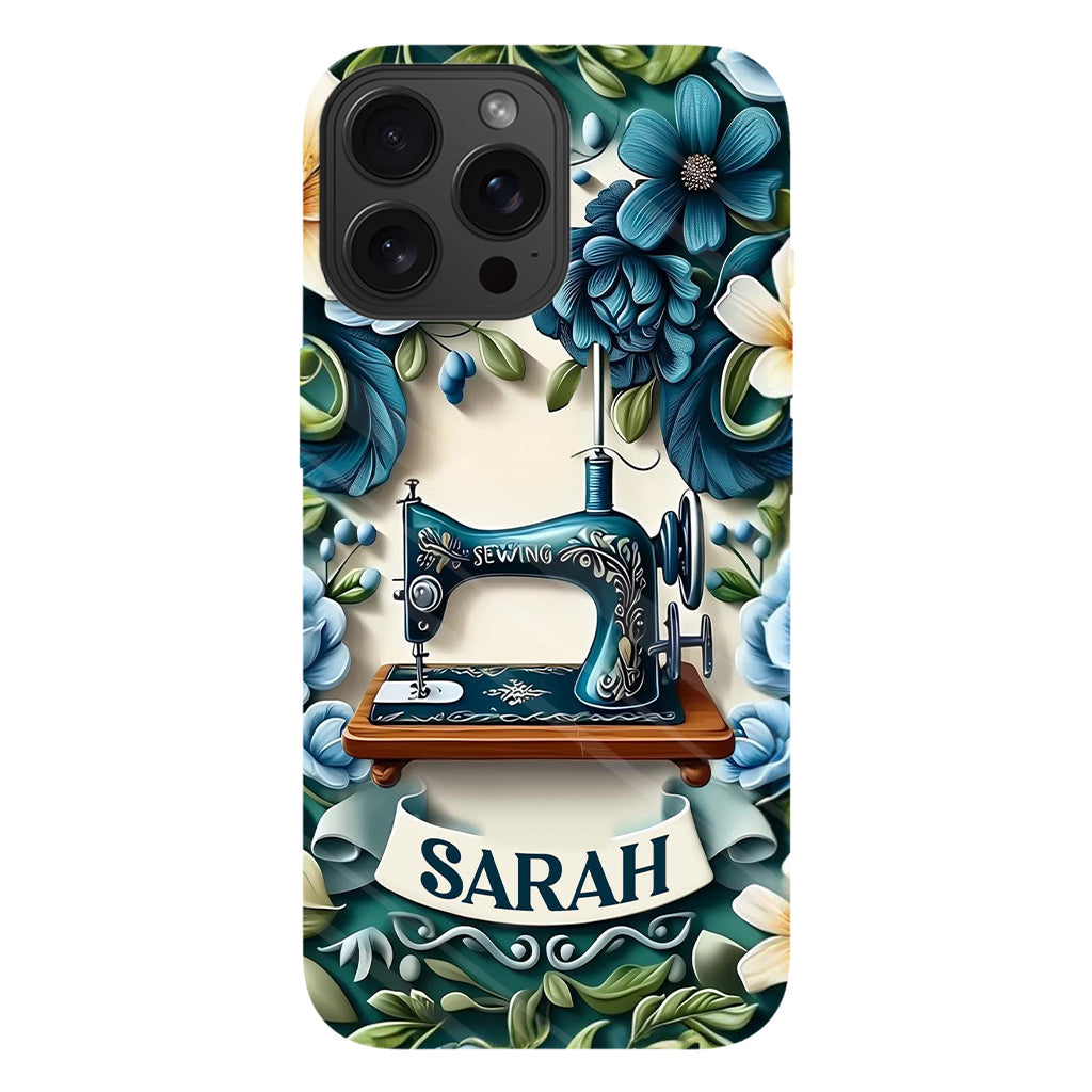 Blue Sewing Machine - Personalized Sewing Full Print Phone Case