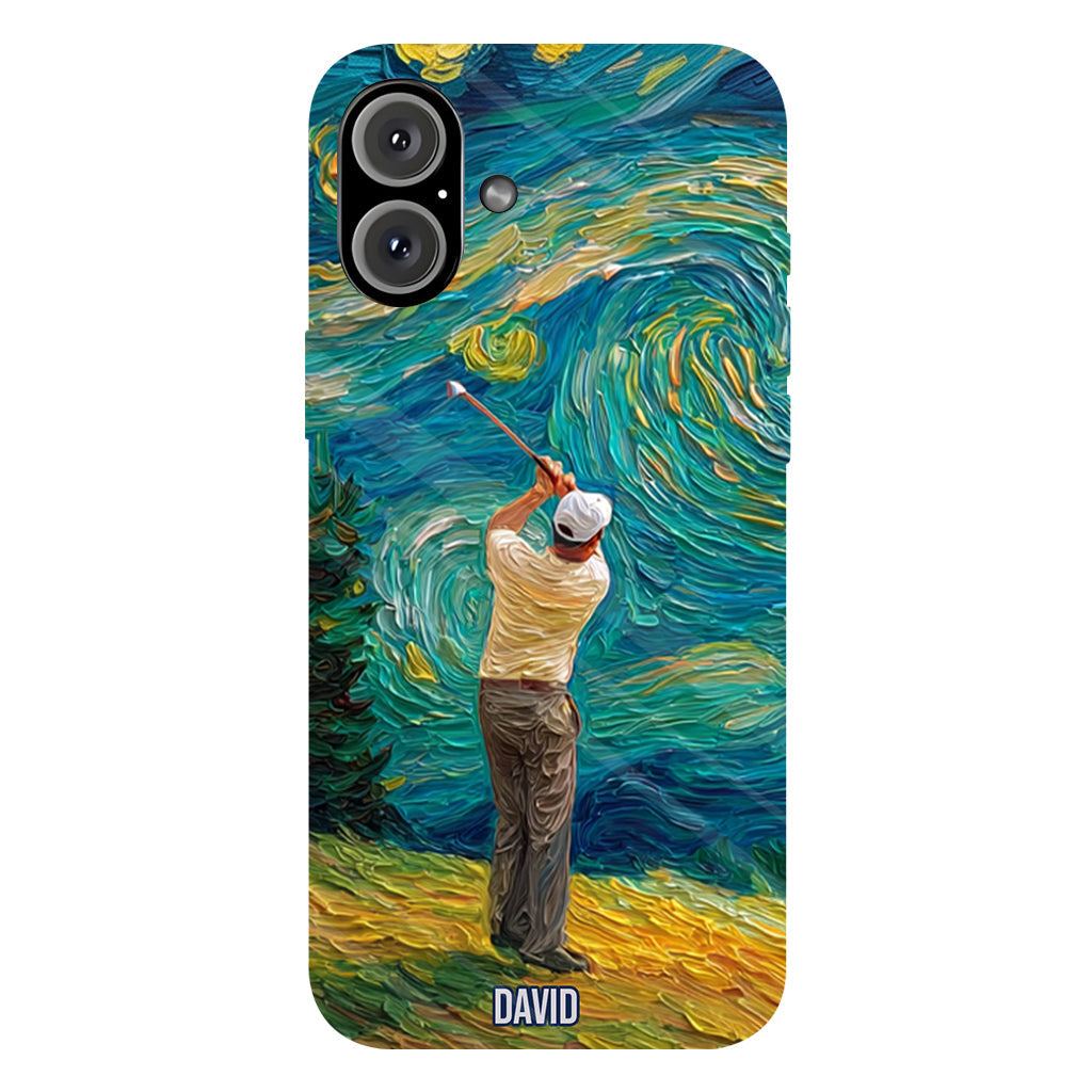 Golfing Under Starry Night - Personalized Golf Full Print Phone Case