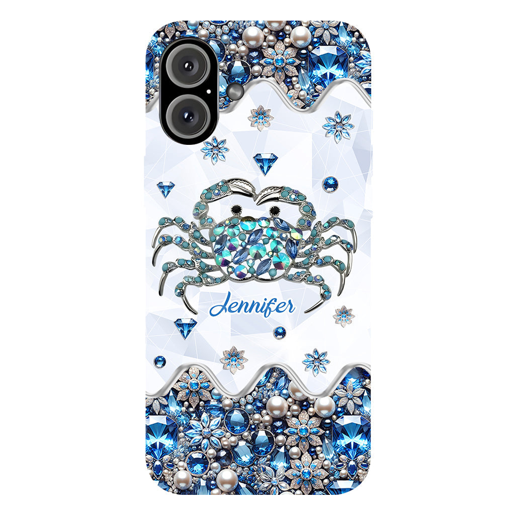 Elegant Blue Crab - Personalized Sea Lover Full Print Phone Case