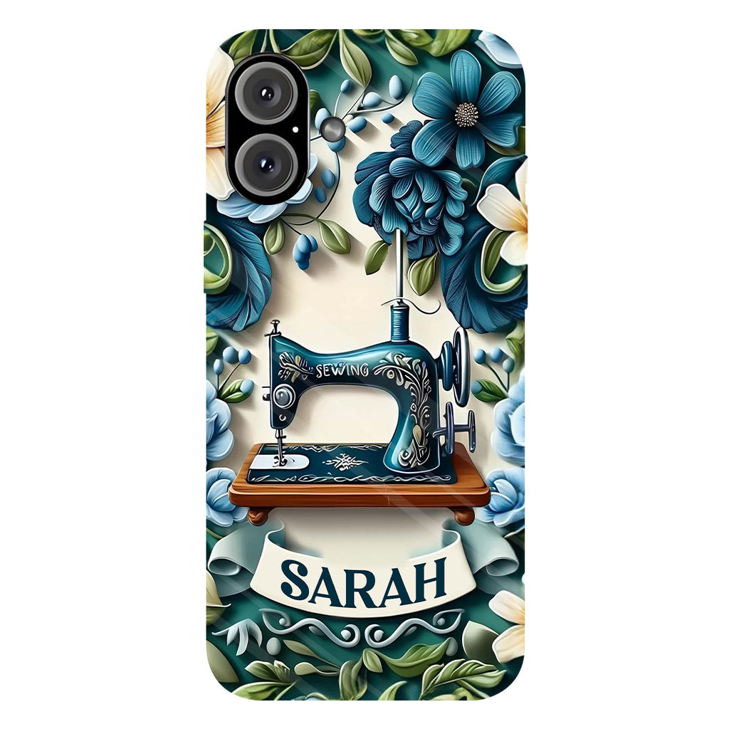 Blue Sewing Machine - Personalized Sewing Full Print Phone Case
