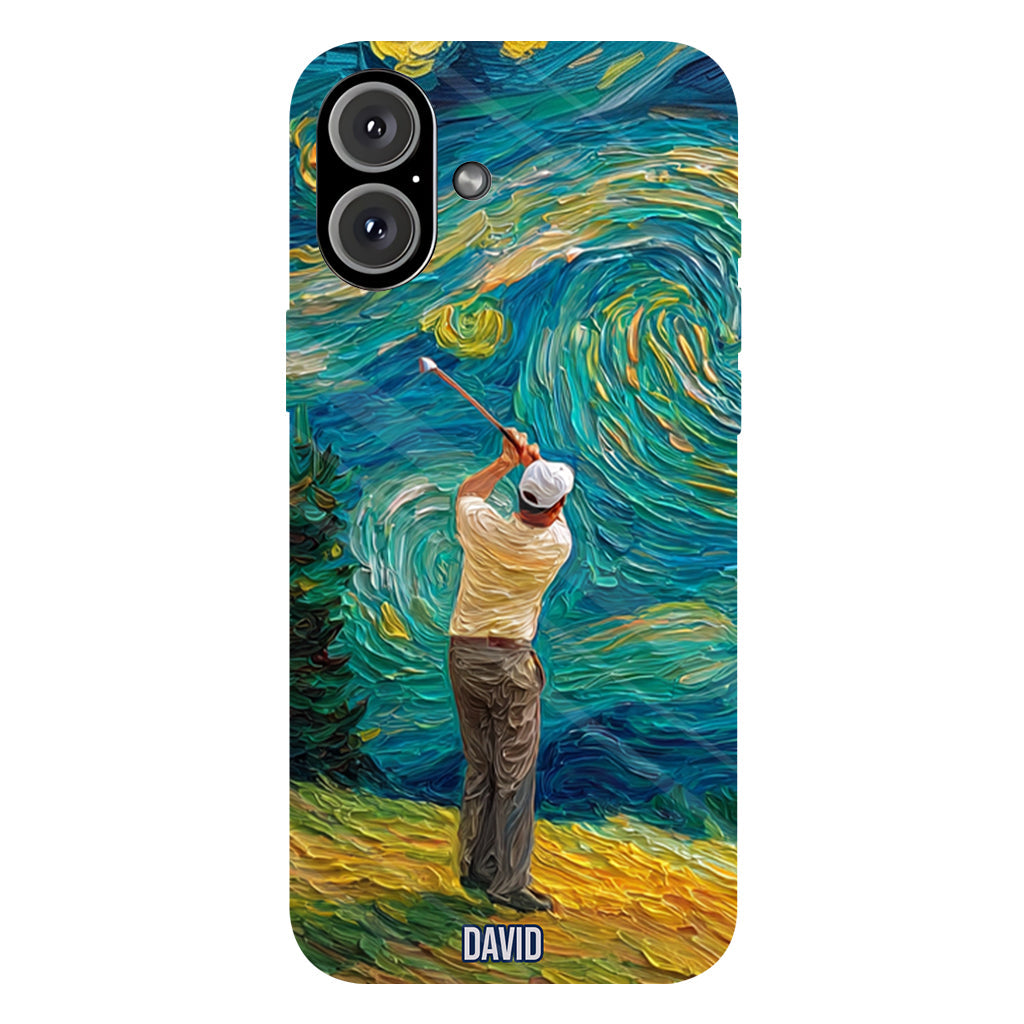Golfing Under Starry Night - Personalized Golf Full Print Phone Case