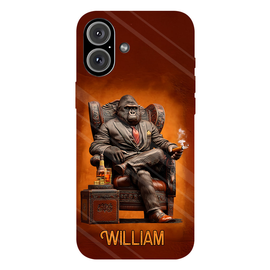 Whiskey & Cigar Gorilla - Personalized Whisky Full Print Phone Case