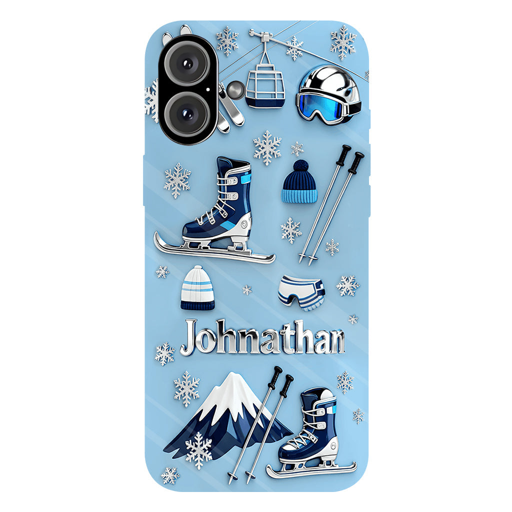 Skiing Makes Me Happy - Personalized Skiing Full Print Phone Case
