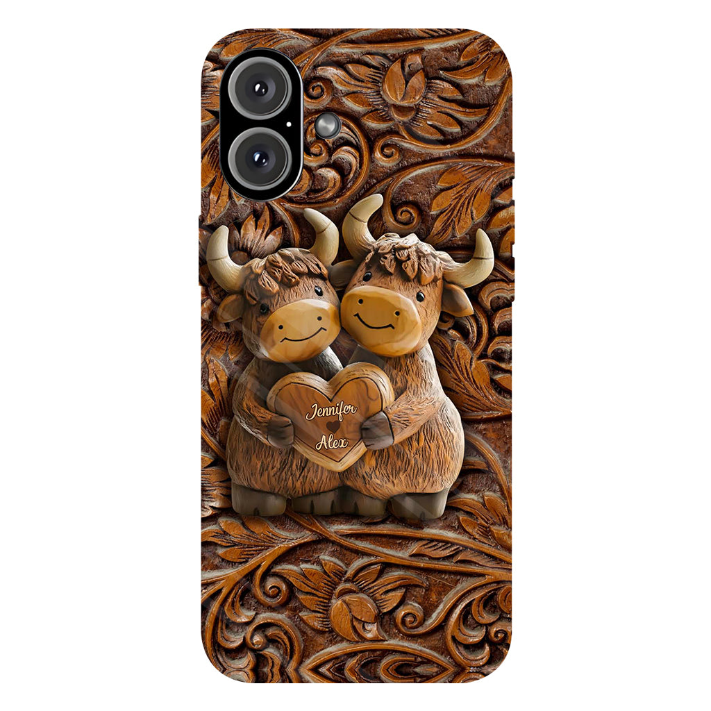 Cute Highland Cow Couple - Personalized Highland Cow Full Print Phone Case