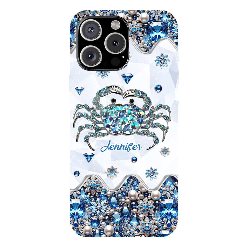 Elegant Blue Crab - Personalized Sea Lover Full Print Phone Case