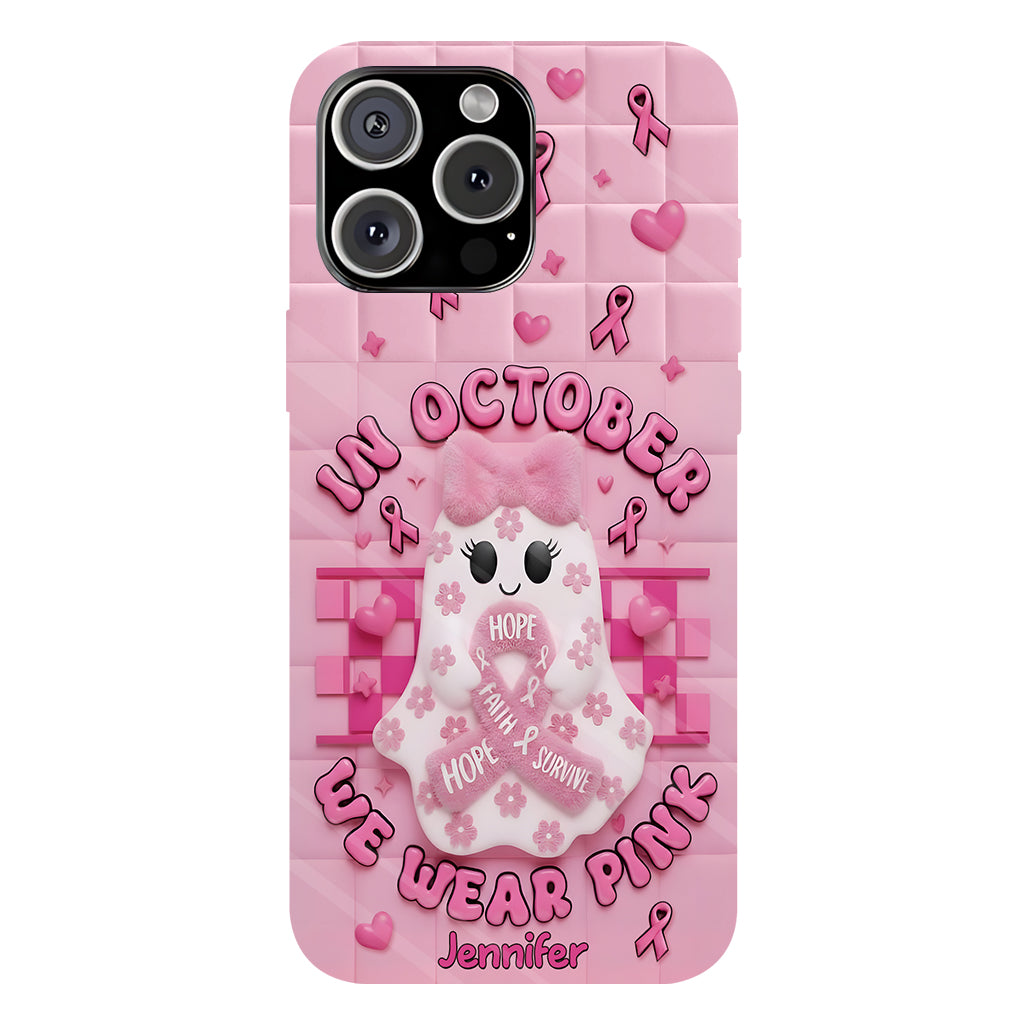 Cute Ghost Breast Cancer - Personalized Breast Cancer Awareness Full Print Phone Case