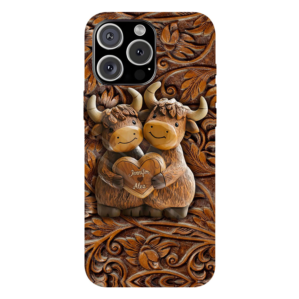 Cute Highland Cow Couple - Personalized Highland Cow Full Print Phone Case