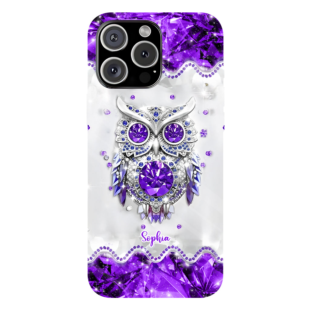 Purple Owl - Personalized Owl Full Print Phone Case