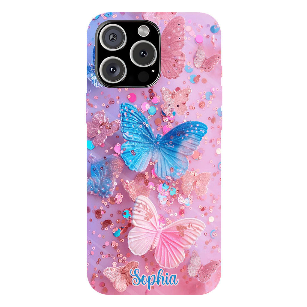 Sparkle Butterflies - Personalized Butterfly Full Print Phone Case