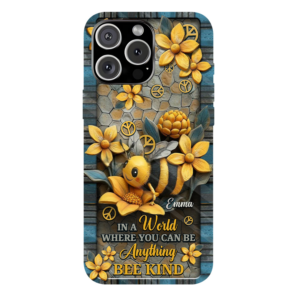 In A World Where You Can Be Anything Be Kind - Personalized Hippie Full Print Phone Case