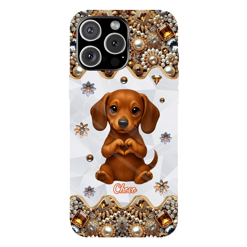 Puppy/ Kitty Makes Heart Hands - Personalized Dog Full Print Phone Case