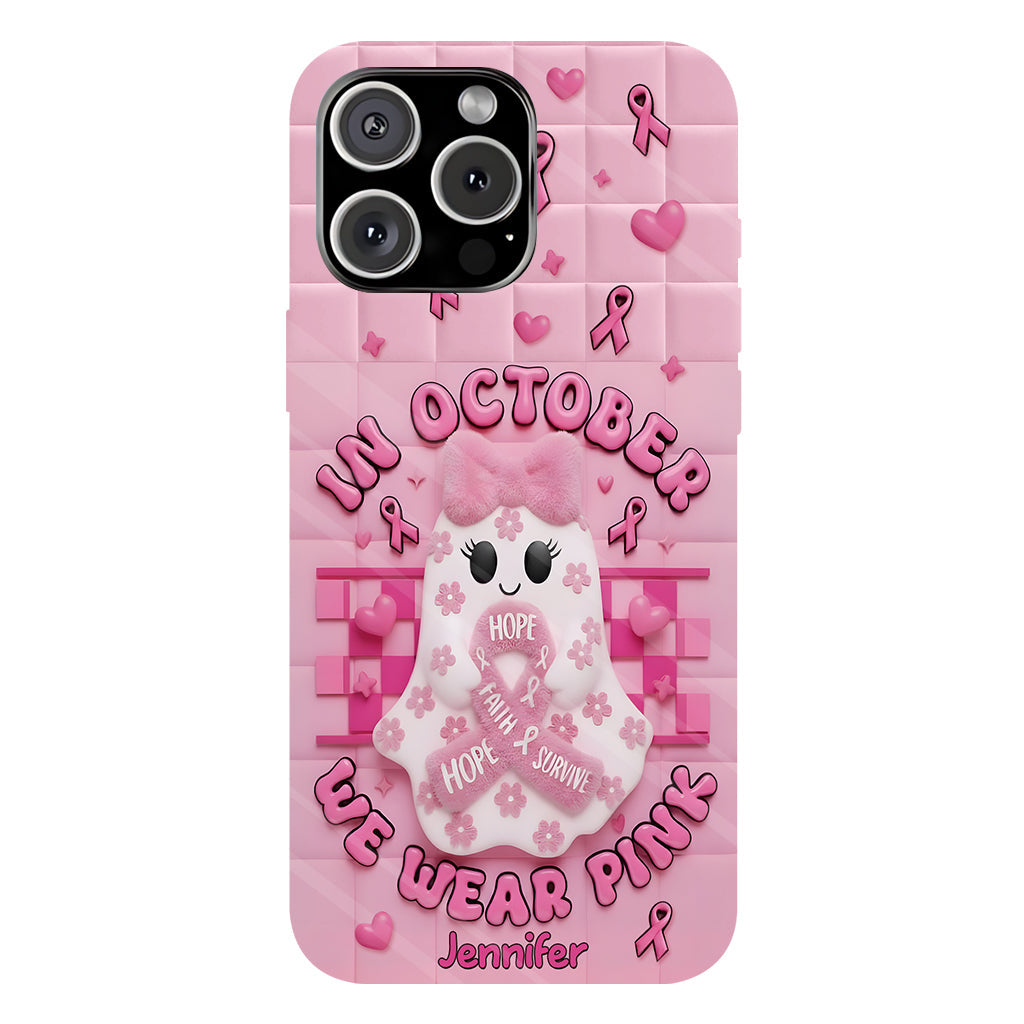 Cute Ghost Breast Cancer - Personalized Breast Cancer Awareness Full Print Phone Case