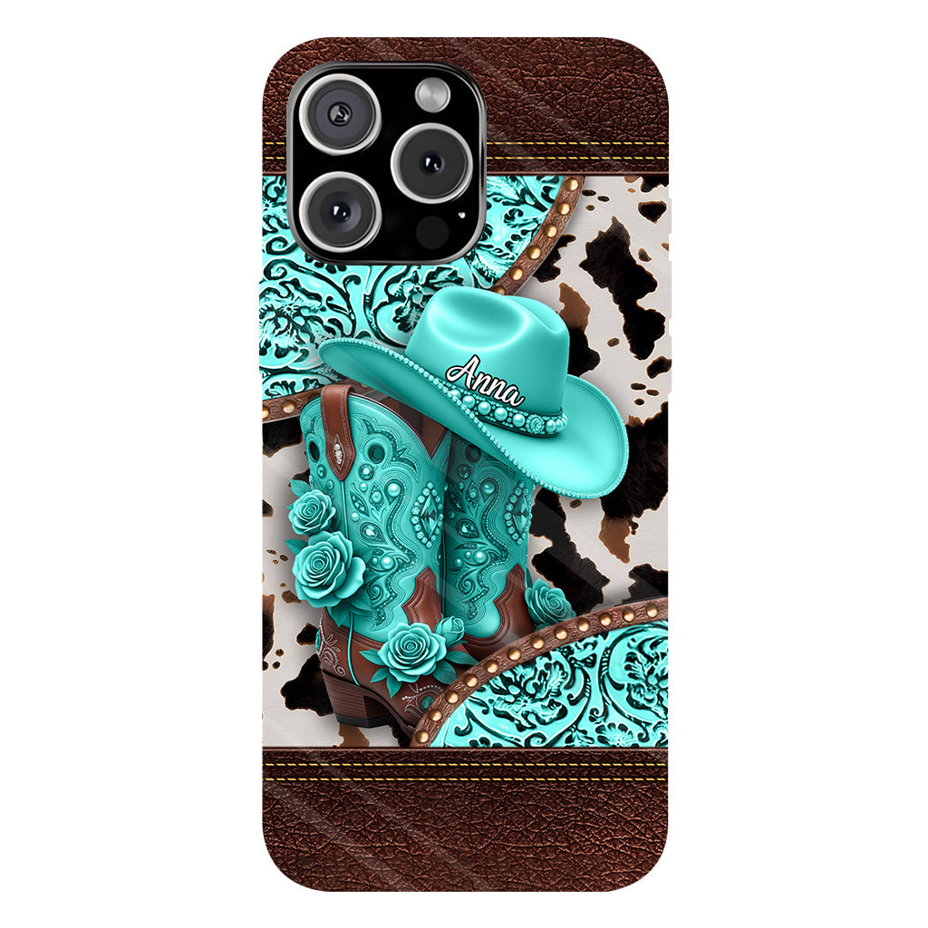 Western Cowgirl Boot - Personalized Cowgirl Full Print Phone Case