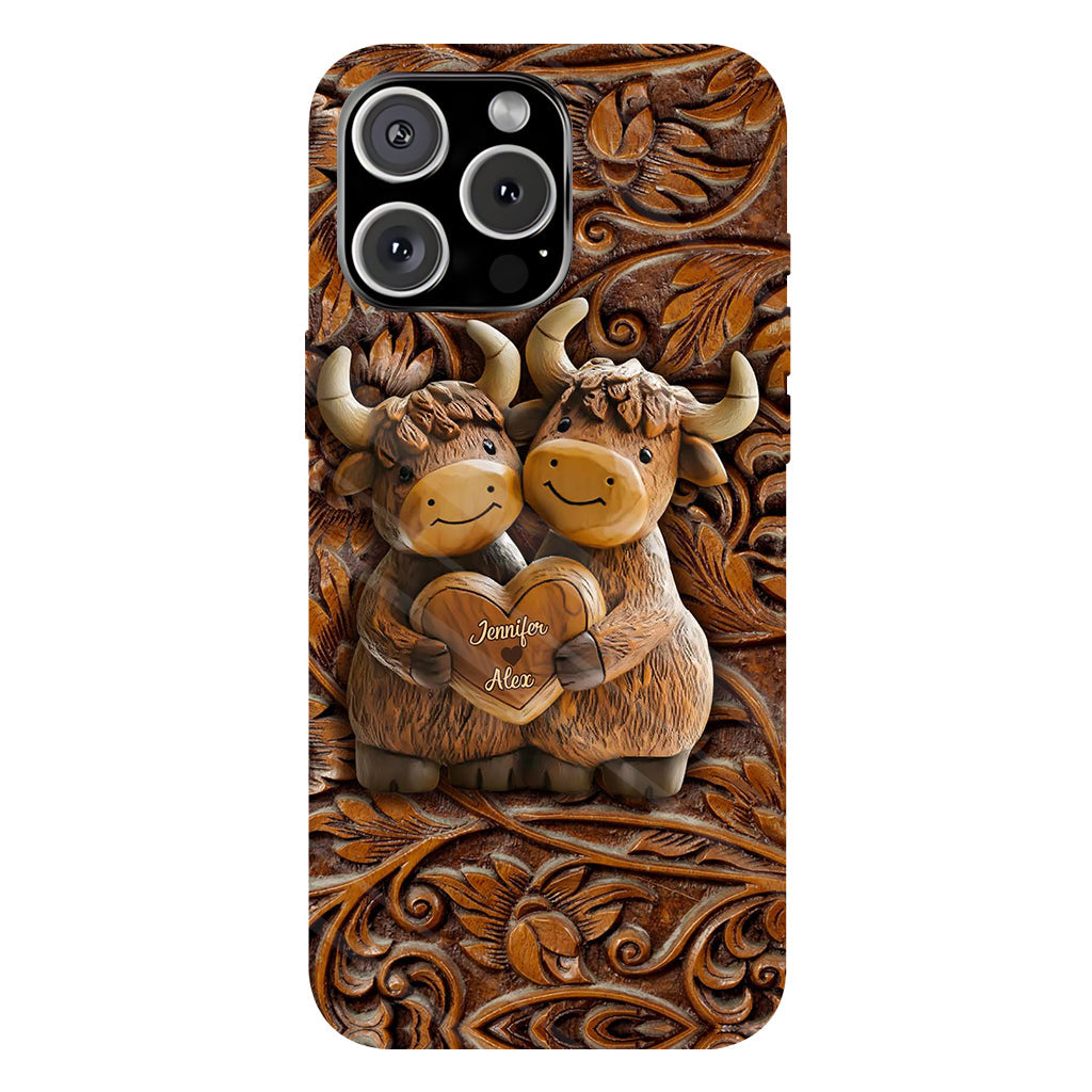 Cute Highland Cow Couple - Personalized Highland Cow Full Print Phone Case