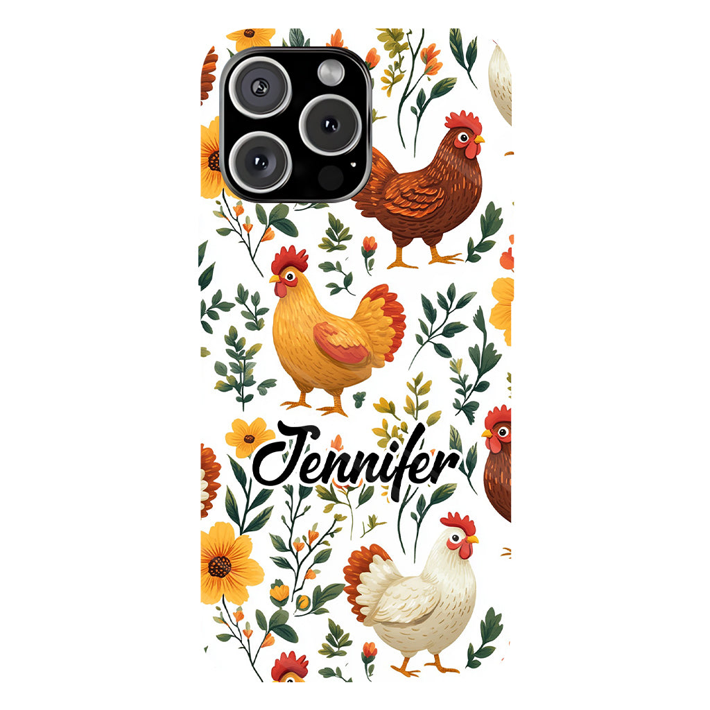 Cute Floral Chickens - Personalized Chicken Full Print Phone Case