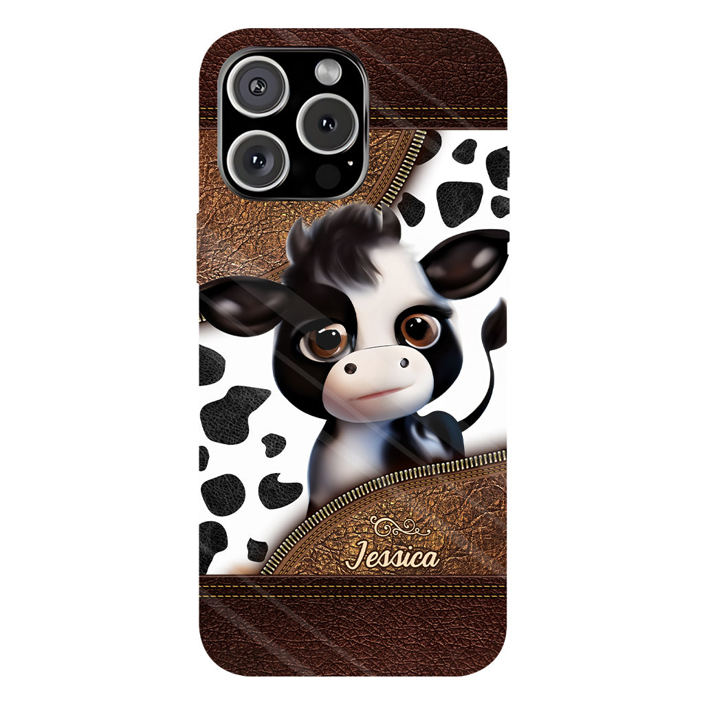 Moody Baby Cow - Personalized Cow Full Print Phone Case