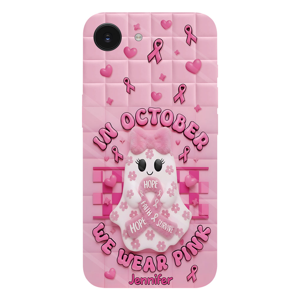 Cute Ghost Breast Cancer - Personalized Breast Cancer Awareness Full Print Phone Case