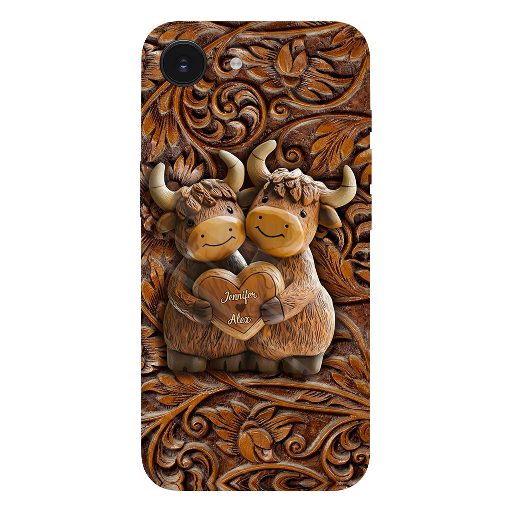 Cute Highland Cow Couple - Personalized Highland Cow Full Print Phone Case