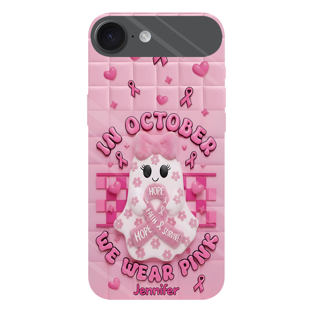 Cute Ghost Breast Cancer - Personalized Breast Cancer Awareness Full Print Phone Case