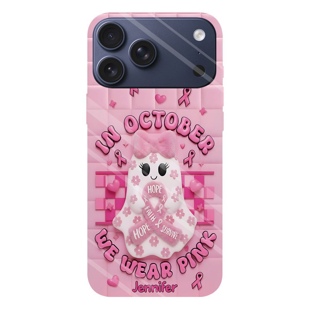 Cute Ghost Breast Cancer - Personalized Breast Cancer Awareness Full Print Phone Case