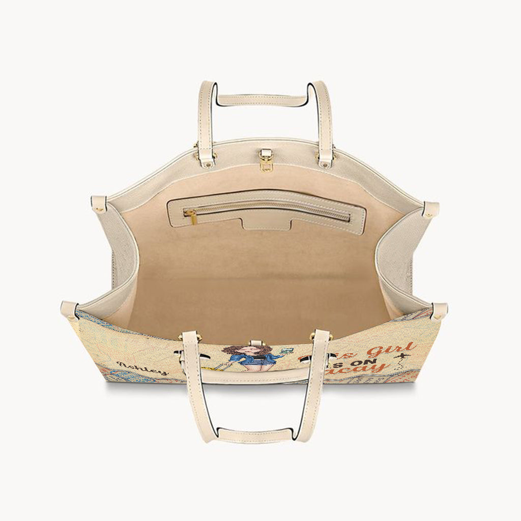 This Girl Is On Vacay - Personalized Travelling Leather Handbag