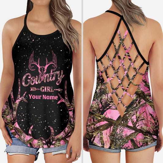 Country Girl - Hunting Personalized Cross Tank Top