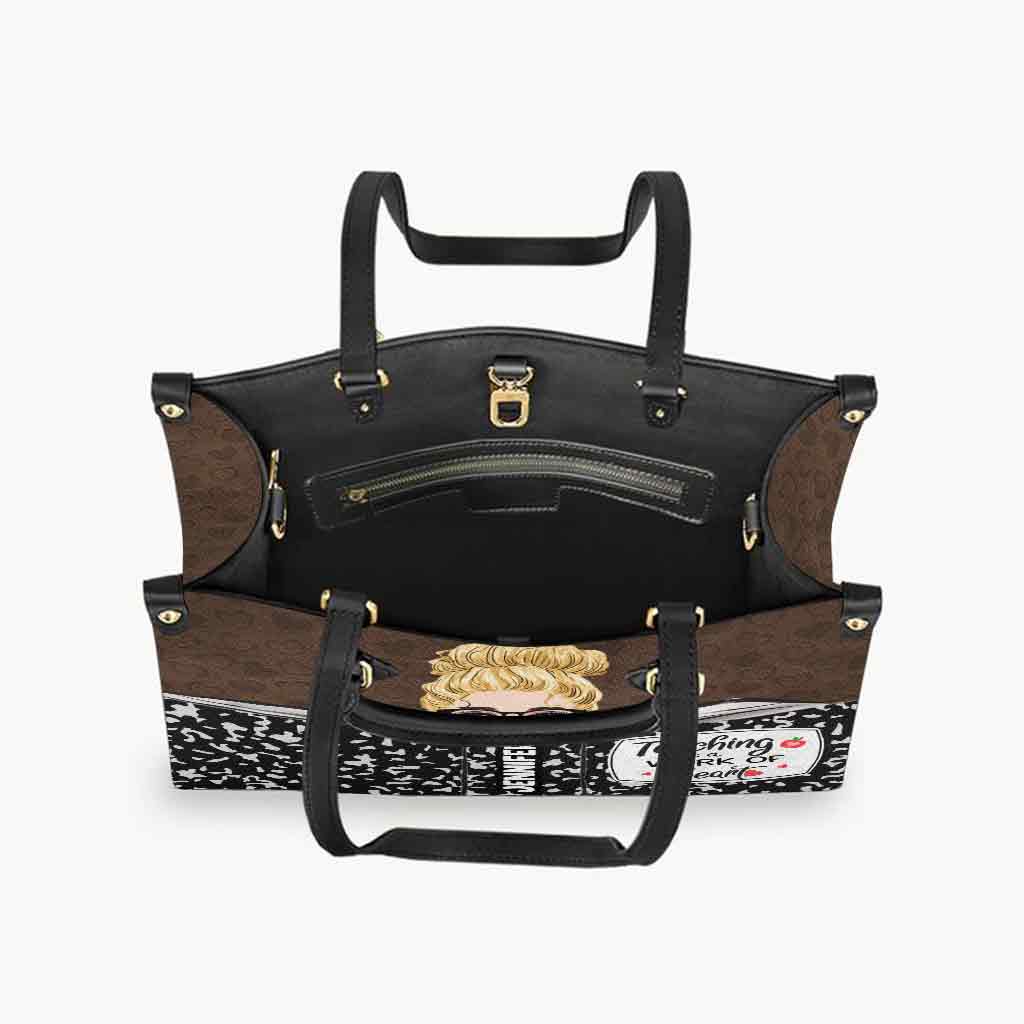 Teaching Is A Work Of Heart - Personalized Teacher Leather Handbag