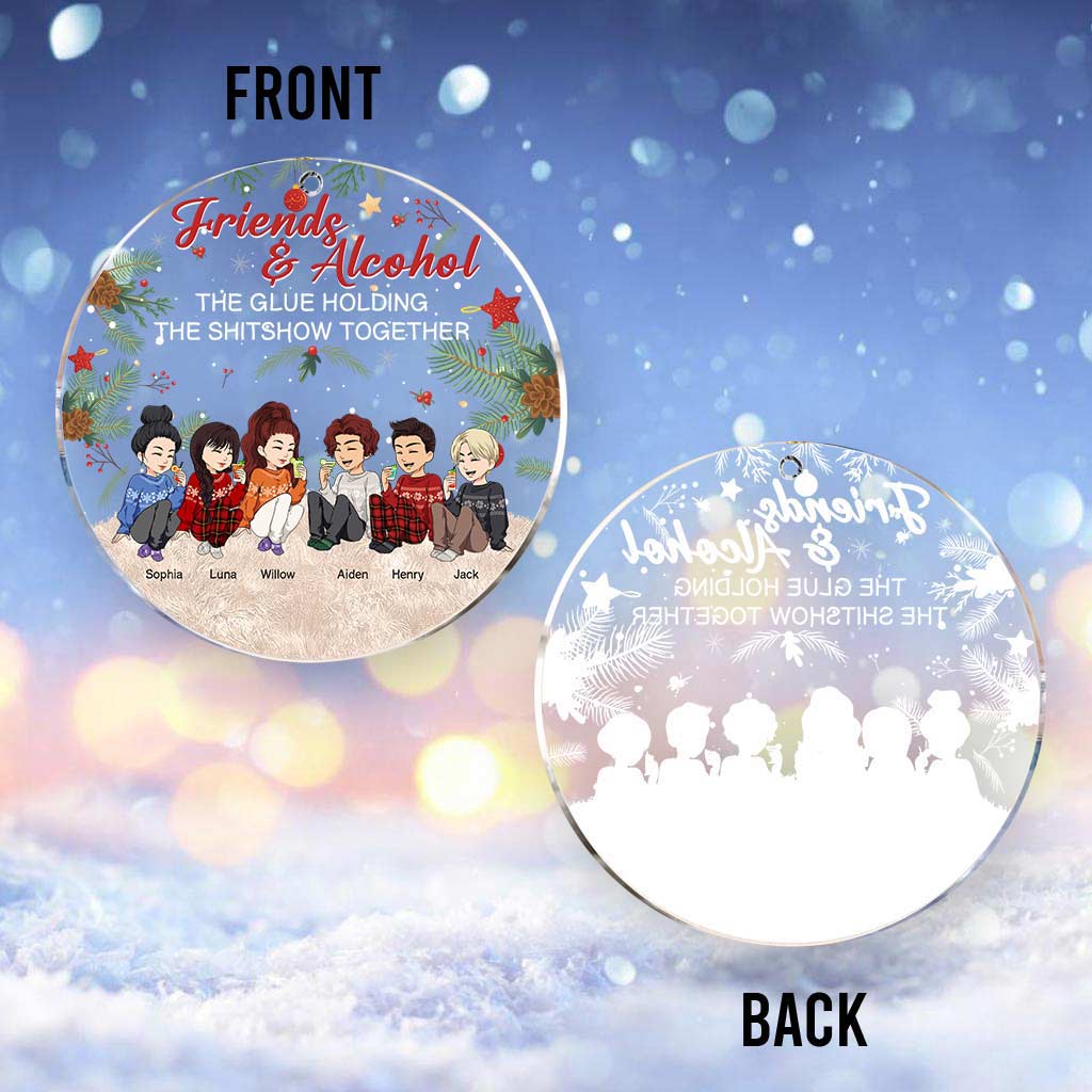 Alcohol Besties - Personalized Christmas Bestie Transparent Ornament