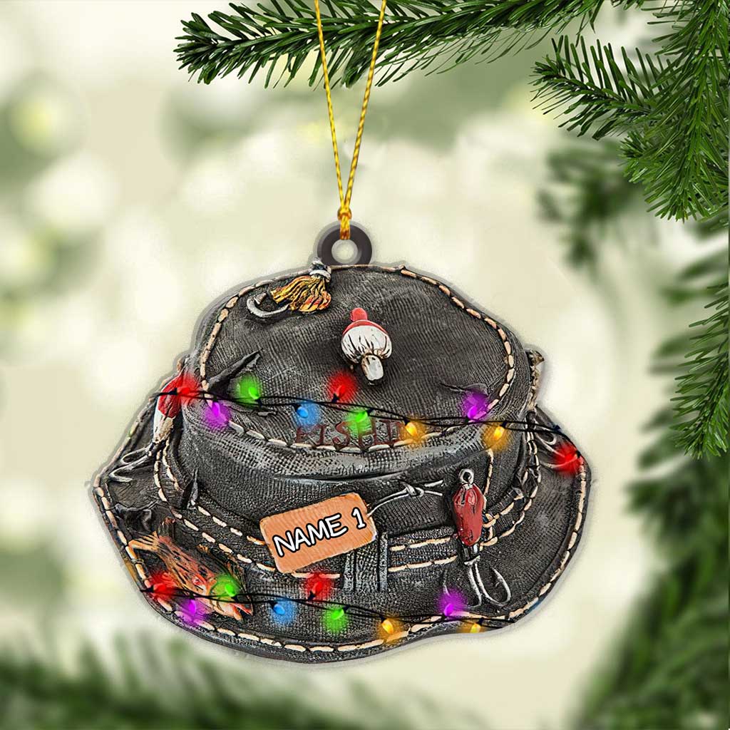 Fishing Hat - Personalized Christmas Ornament (Printed On Both Sides)