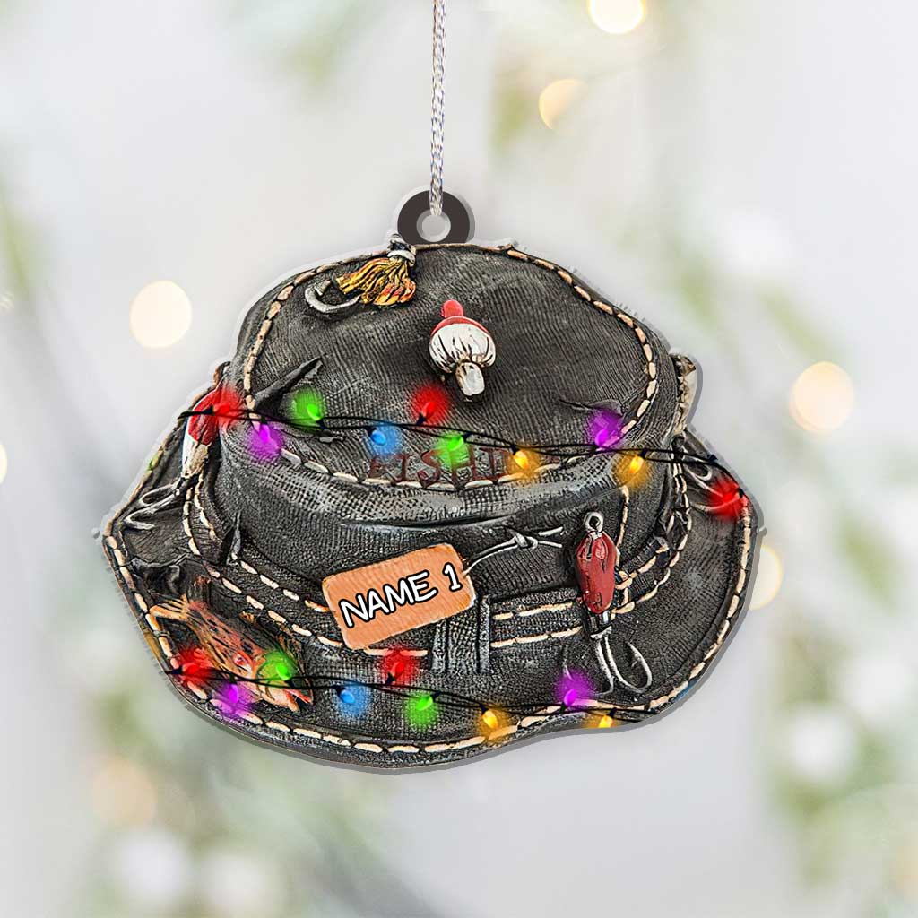 Fishing Hat - Personalized Christmas Ornament (Printed On Both Sides)