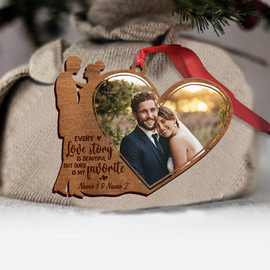 Every Love Story Is Beautiful But Ours Is My Favorite - Personalized Christmas Couple Ornament (Printed On Both Sides)