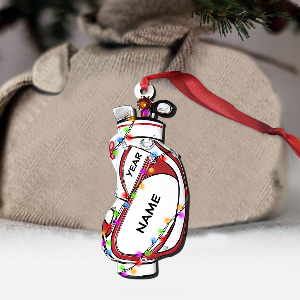 Golf Bag - Personalized Christmas Golf Ornament (Printed On Both Sides)