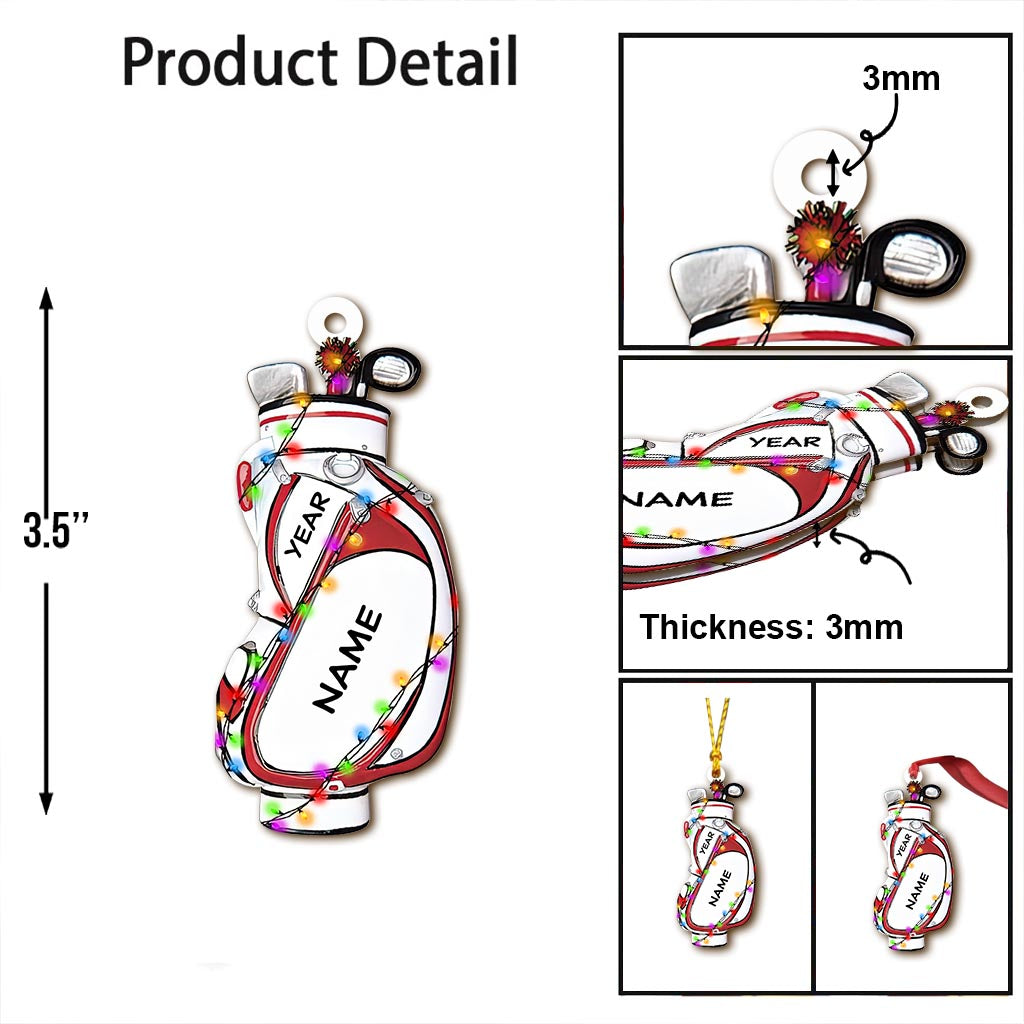 Golf Bag - Personalized Christmas Golf Ornament (Printed On Both Sides)