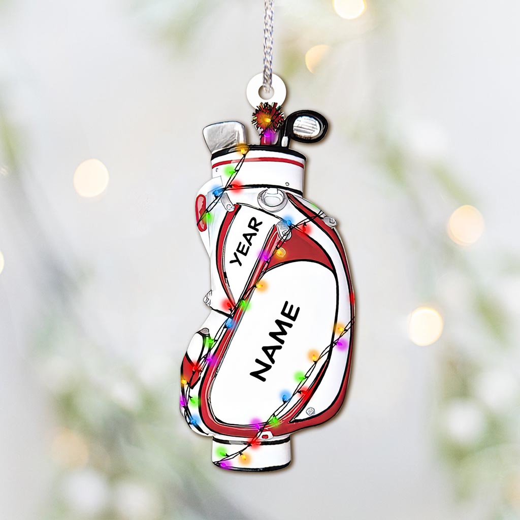 Golf Bag - Personalized Christmas Golf Ornament (Printed On Both Sides)