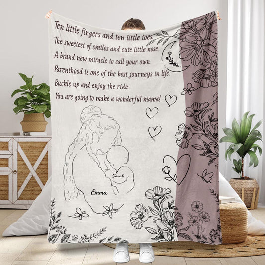 Ten Little Fingers And Ten Little Toes - Personalized Mother's Day Mother Blanket