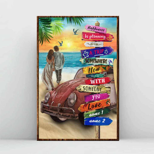 Happiness Is Planning A Trip Somewhere New - Camping Personalized Poster
