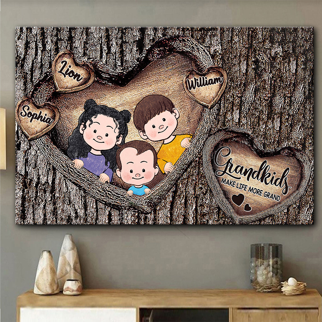 Grandkids Make Life More Grand - Personalized Grandma Canvas and Poster