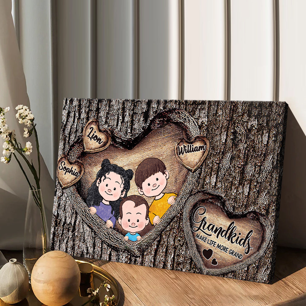 Grandkids Make Life More Grand - Personalized Grandma Canvas and Poster