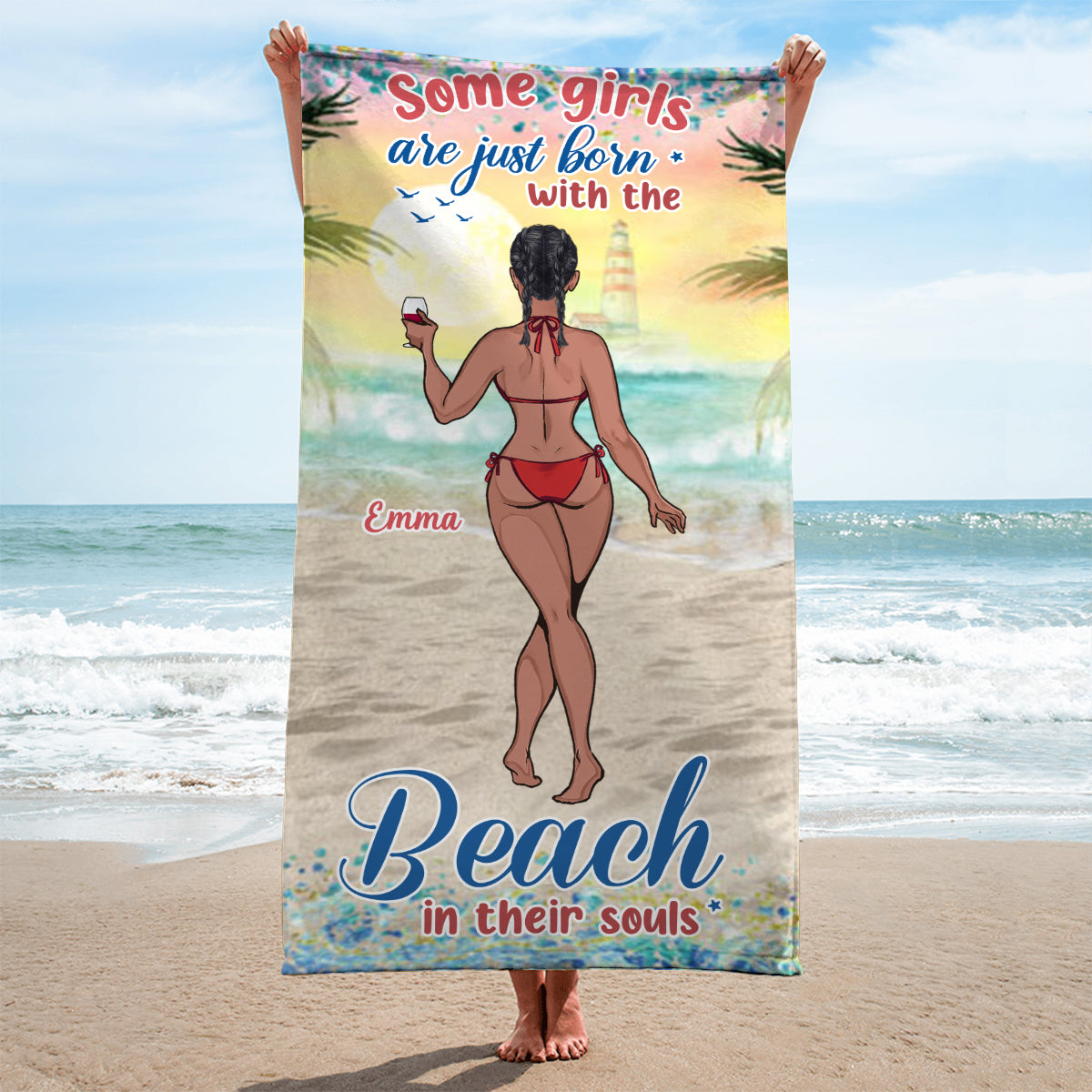 Sandy Toes Sun Kissed Nose - Sea Lover gift for friend, sister, girlfriend, wife, mom - Personalized Beach Towel
